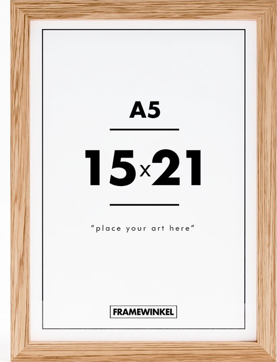 Cadre photo - Posterdeco - Bois Premium - Format de l'image 15x21 cm (A5) - Chêne