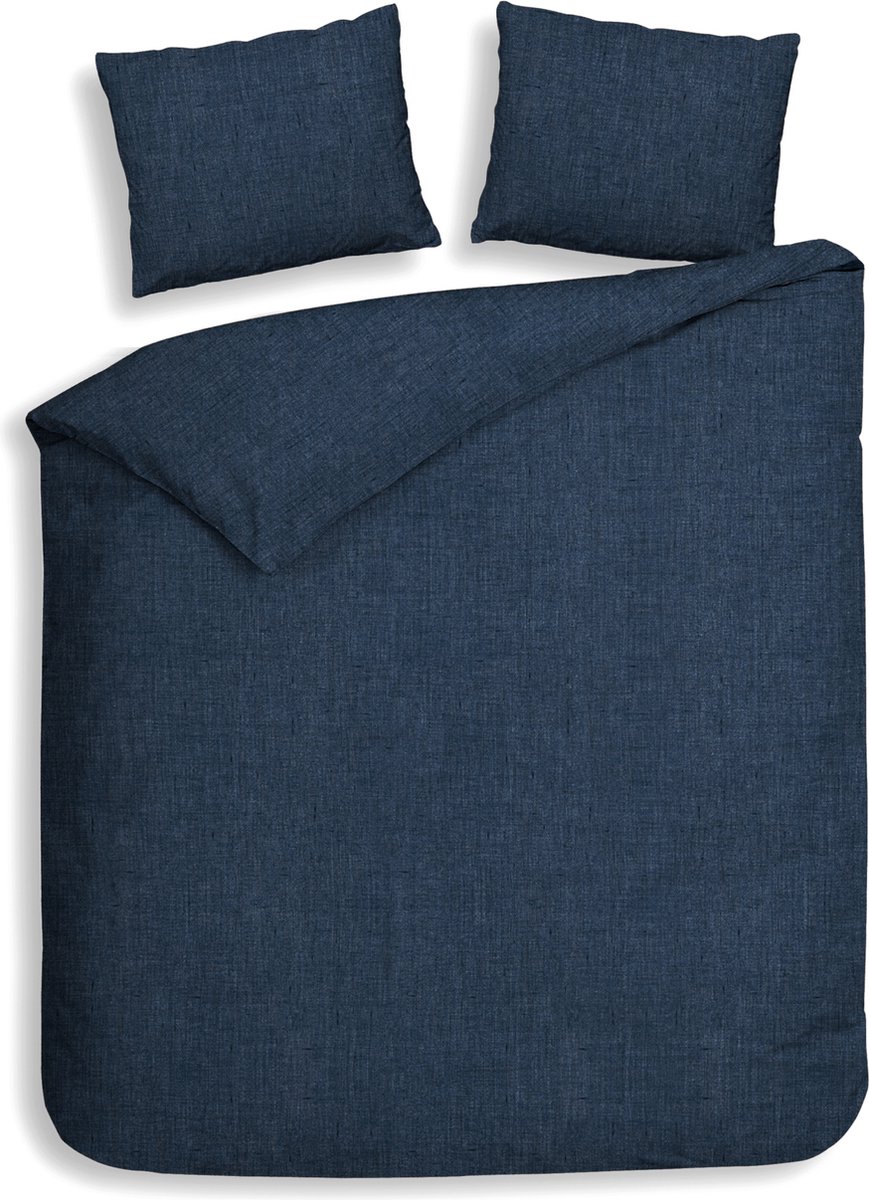 Heckettlane Dekbedovertrek Franela - Effen Bedlinnen - 240x220 - Navy Blue - Dekbedhoes van 100% Katoen-Flanel