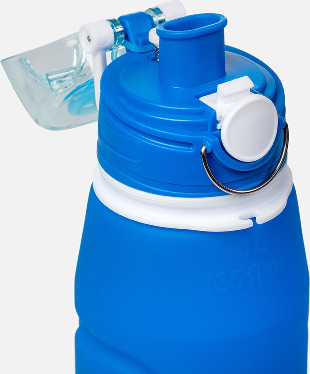Duradis - Opvouwbare waterfles - Drinkfles - Waterzak - Duurzaam - Siliconen - 1000 ml - Blauw — cadeau in Sport & Outdoor - foto 4