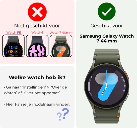 Screenprotector - 2 Stuks - Geschikt voor Samsung Galaxy Watch 7 (44 mm) - Sterk & Shockproof - Tempered Glass - Gehard Glas - Beschermglas Screen Cover - Bescherm Protector voor Smartwatch