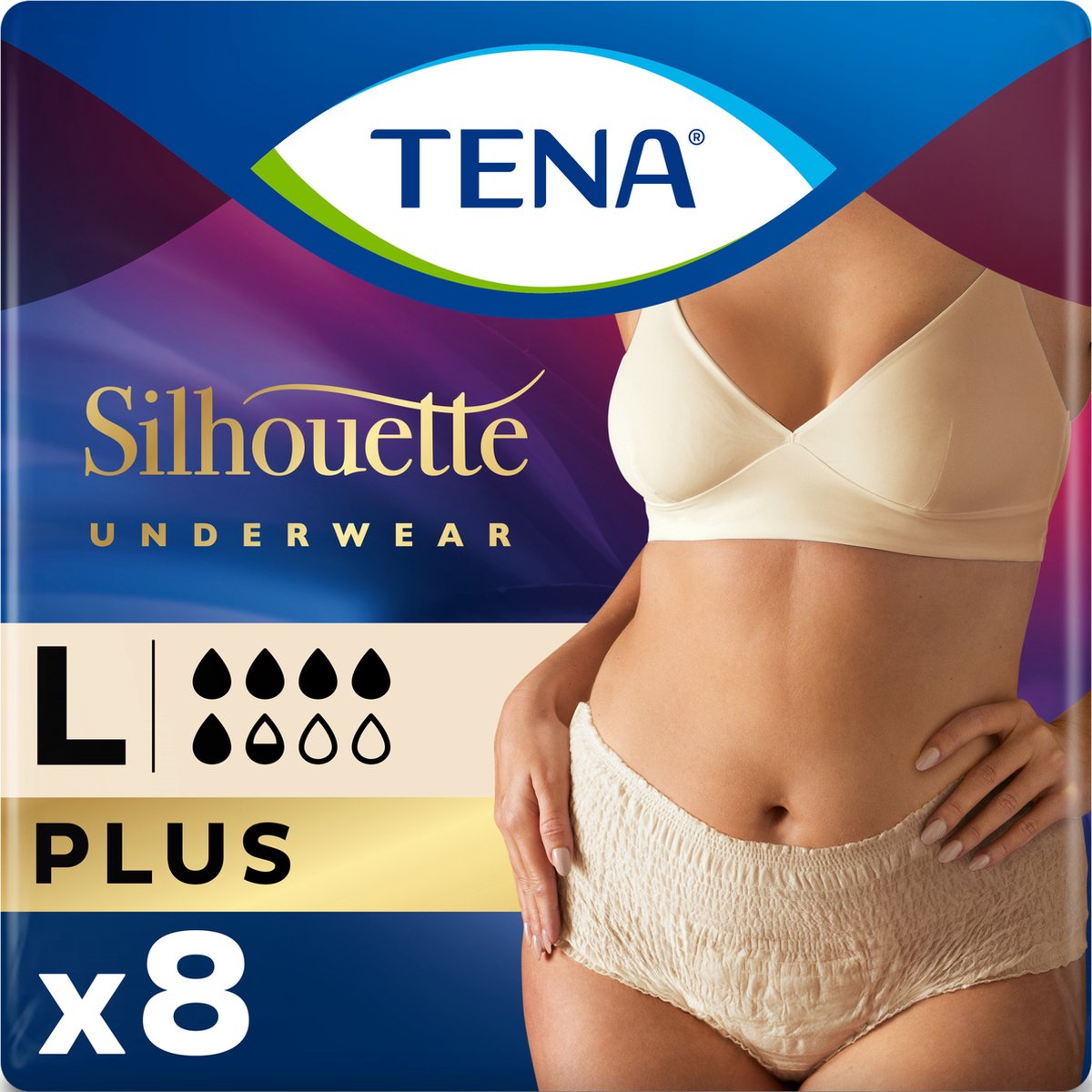 Goedkoopste TENA Silhouette Plus - high waist incontinentiebroekjes - Crème - L - 16 stuks