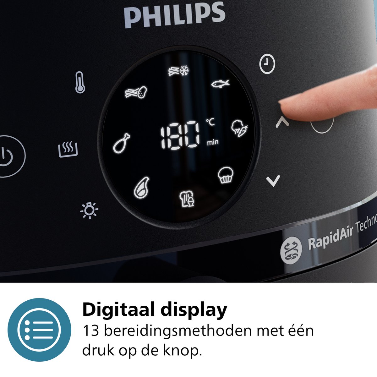 Philips 2000 Series Airfryer - NA220/00 - Kijkvenster - RapidAir - 4.2L - Tot 4 Personen - Zwart – foto 3