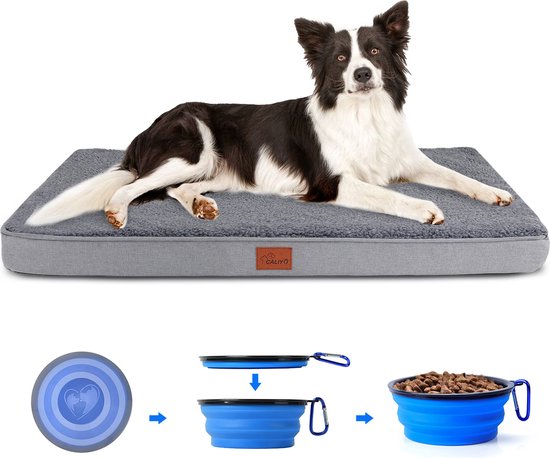 EMPSIGN Tweezijdig hondenkussen (koel en warm), middelgrote hondenmat (74 x 46 x 7,6 cm), hondenbed met hoge dichtheid, matras voor honden, met afneembare wasbare overtrek