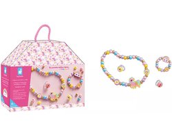 Janod Les Premiers Ateliers Bijoux - |Rainbow Land - 4 Houten Sieraden Om Te Maken - De Eerste Workshop Sieraden Maken Voor Kinderen Vanaf 4 jaar - Het Doosje Verandert In Een Tasje Om Je Sieraden In Op Te Bergen! - Geschikt Vanaf 4 Jaar