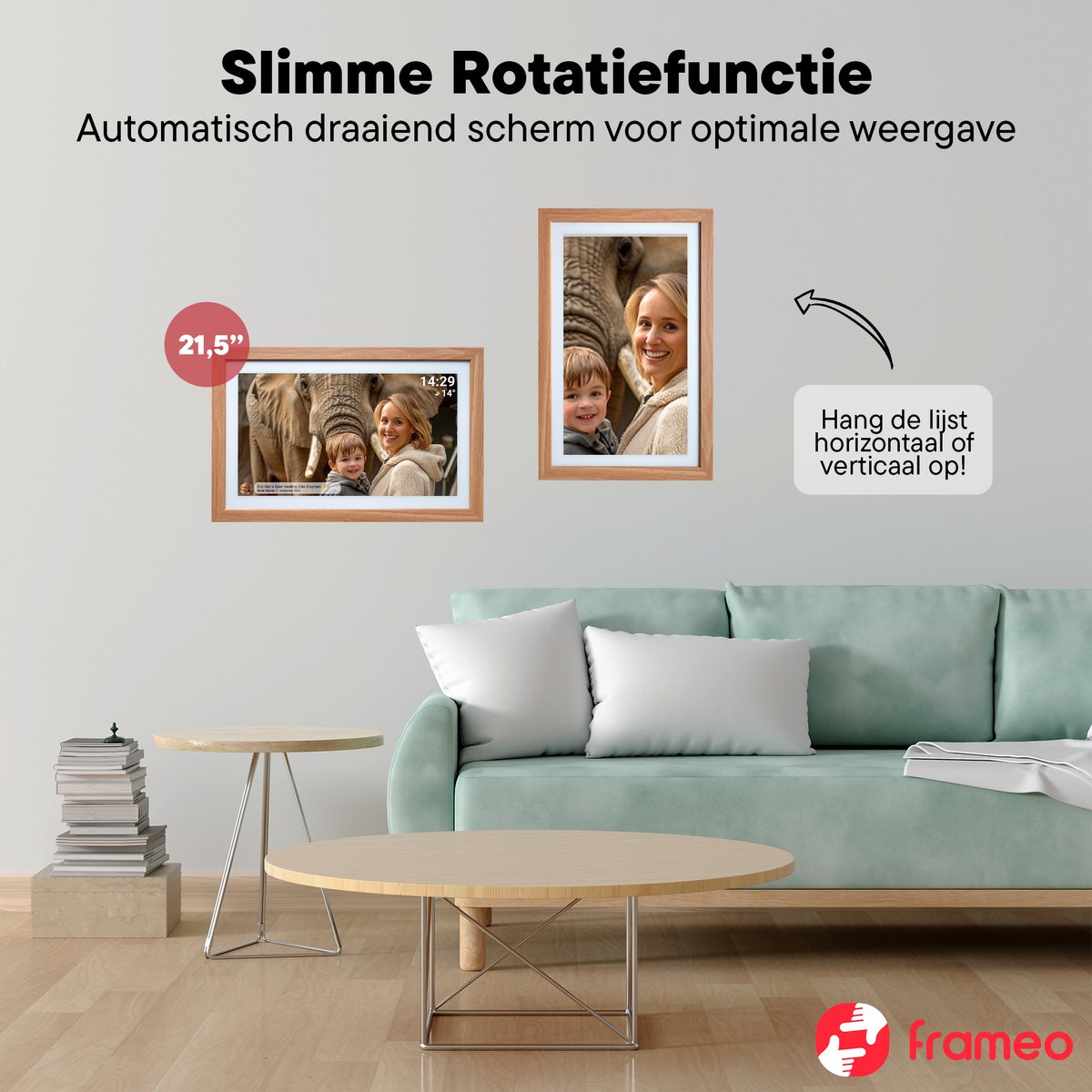 Denver Digitale Fotolijst 21.5 inch - XXL - Hout - Full HD - afbeelding 3