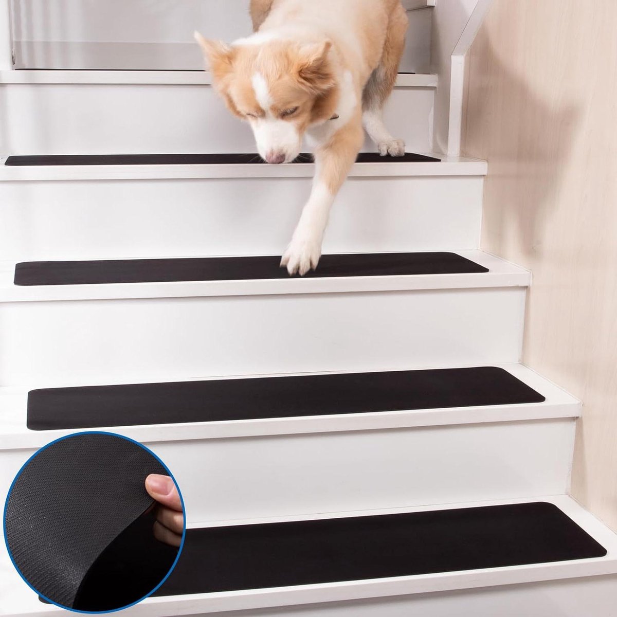 Antislip rubberen traptreden traploper voor houten trappen keldertrapmatten voor huisdieren zwart 762 x 203 cm 15 stuks