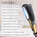 Avantages du fer à lisser 2 en 1 Sansbeauté (Classic Black), avec des détails dorés et un long câble.