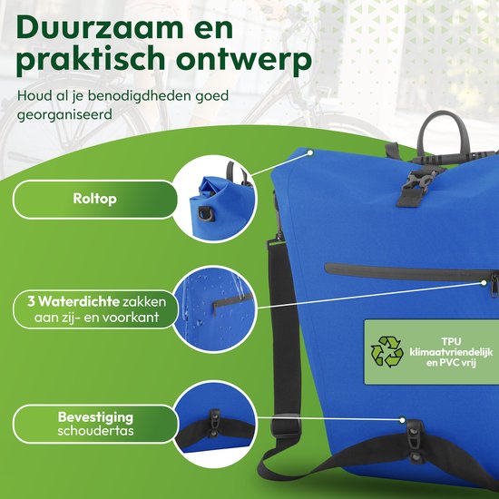 Ekostar online shopping 2in1 fietstas - Waterdicht - Duurzaam - TPU - Blauw - Fietstas enkele - Fietstassen electrische fietsen van Ekostar — afbeelding 4