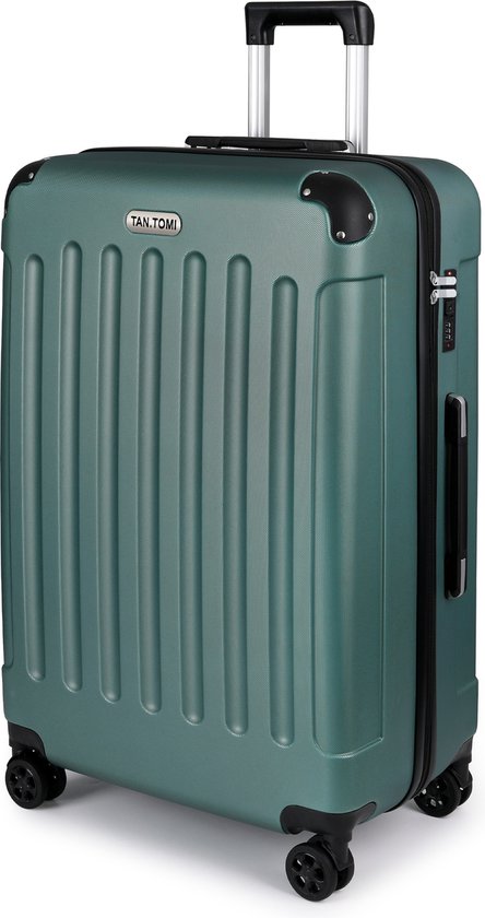 TAN.TOMI Reiskoffer 95L – Grote Trolley Koffer met 4 Wielen & Cijferslot – Handbagage & Ruimbagage – Lichtgewicht & Stevig - Donkergroen