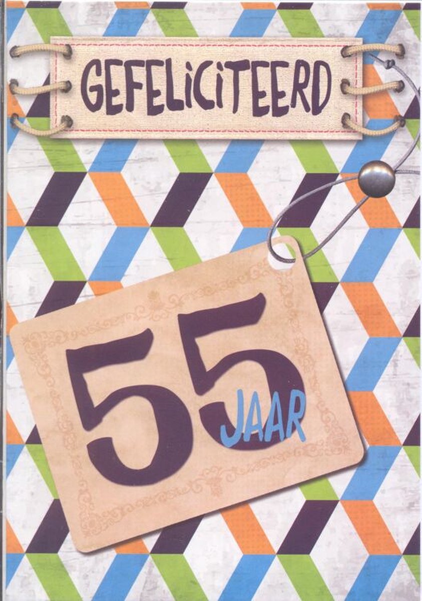 Wenskaart Gefeliciteerd 55 jaar - D4300/264 - Luxe verjaardagskaart - 12x17cm - Gevouwen Wenskaart inclusief envelop - Leeftijdskaart