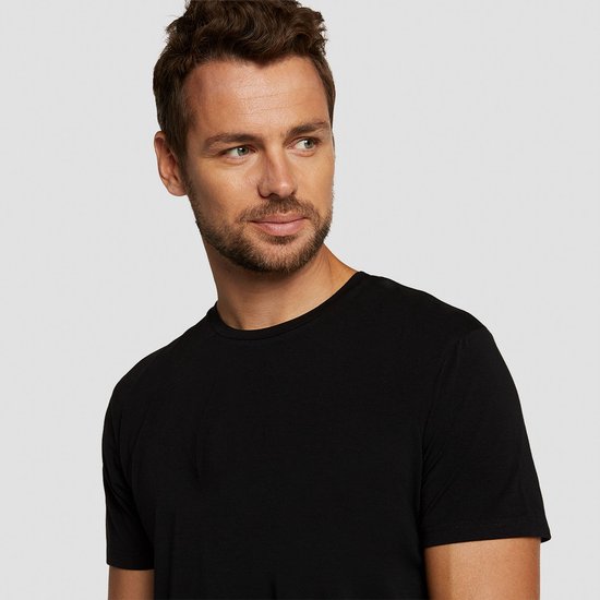 Bamboo Basics T-shirt en bambou extra long pour homme à col rond Ruben - Lot de 2 - Noir - L