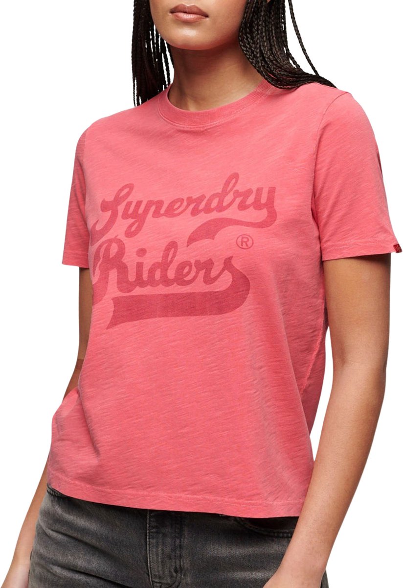 Superdry Archive Kiss Print Shirt Dames 38 Roze