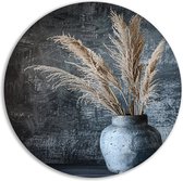 Vaas wandbord - Voorwerp schilderij - Wanddecoratie rond Graan - Landelijke schilderijen - Muurcirkel - Slaapkamer muurdecoratie muurcirkel forex 70x70 cm