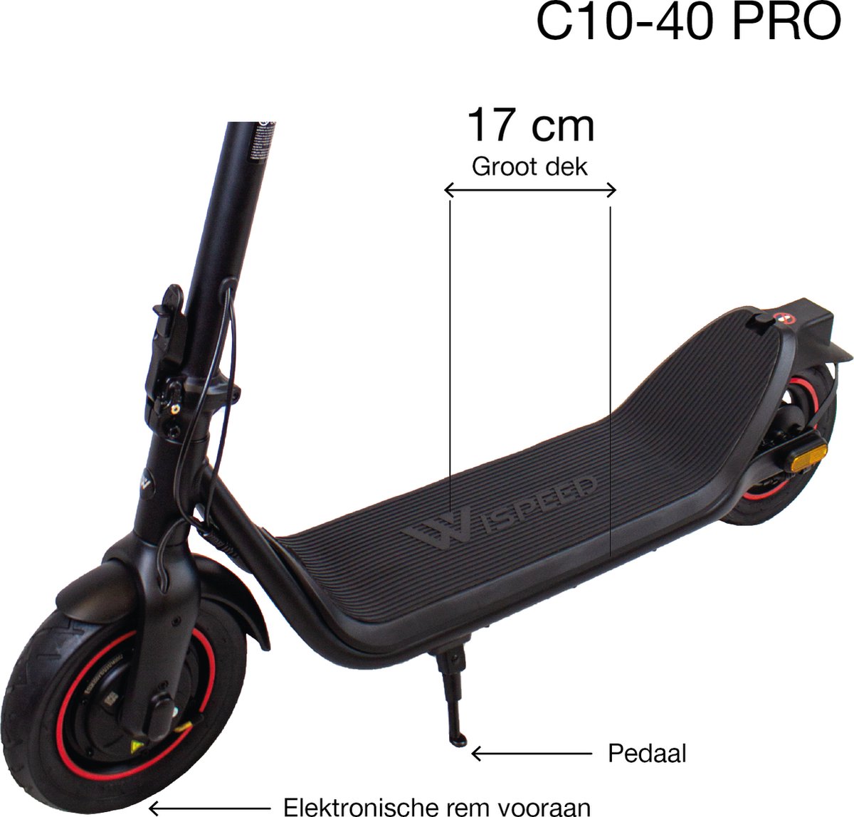 Afbeelding 3 van Wispeed - C10-40 PRO - Elektrische step - Krachtige 350W Motor - 10" Luchtbanden - Snelheid tot 25km/h - 40km Bereik - Zwart