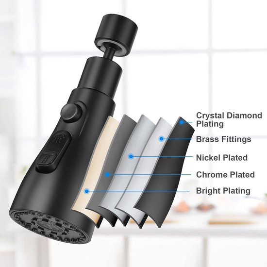 Flexibele kraanverlenging, 360° draaibaar opzetstuk, 14 cm waterkraanverlenger met filter voor keuken, waterbesparing Flexibele kraanverlenging, 360° draaibaar opzetstuk, 14 cm waterkraanverlenger met filter voor keuken, waterbesparing