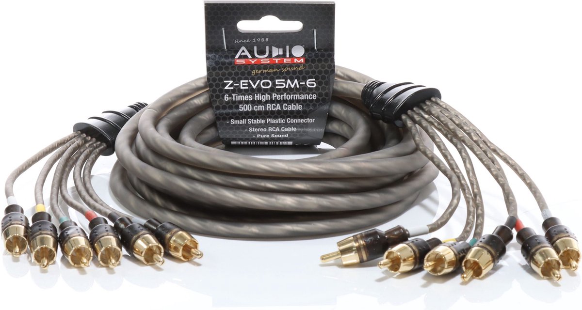 AUDIO SYSTEM HIGH-PERFORMANCE RCA-KABEL 5000mm 6-voudig OFC cinch-kabel