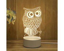 3D illusie LED lampje - Uil - Warm licht - Inclusief 230v stekker - Tafellamp - Sfeerlamp - Bureaulamp - Nachtlamp - Cadeautje - Kinderlamp - Decoratie - Geboorte - Verjaardag