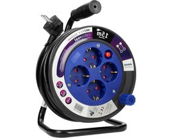Miratic 15 meter Premium Extension Cord - Kabelhaspel met 4 Contactdozen Schuko Metalen Voet H05VV-F 3x15mm²