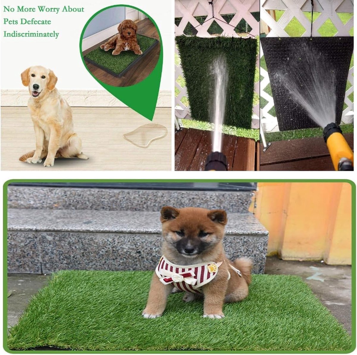 Hondentoilet Met 2 Kunstgrasmatten – Herbruikbaar, Anti-geur En Makkelijk Schoon Te Maken Voor Kleine Honden (36,5x46 Cm)