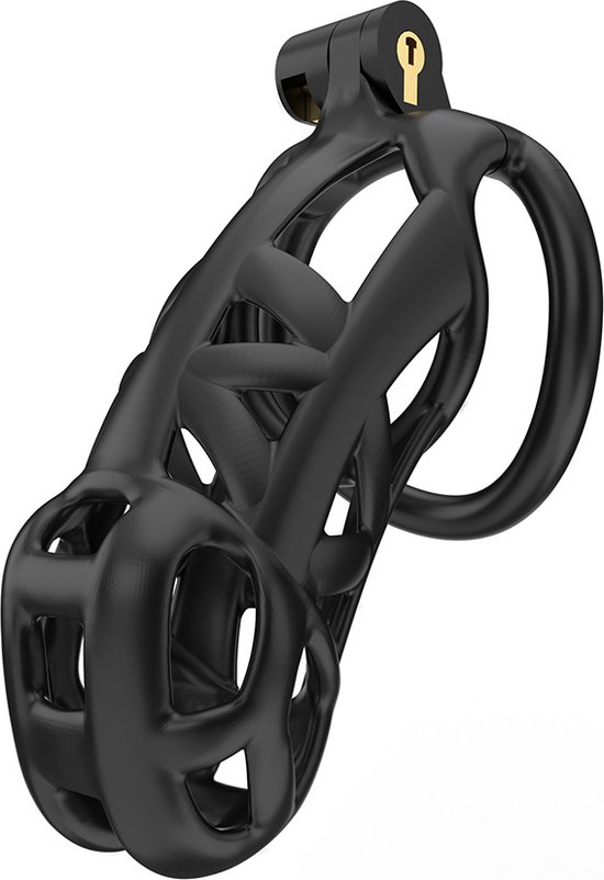 Zwarte chastity cage 3D geprint. peniskooien van kunststof