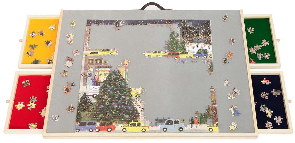 Lavievert 2-in-1 verstelbaar puzzelbord en puzzelframe, draagbare puzzeltafel met 4 kantelhoeken voor volwassenen, houten puzzelstandaard met antislip oppervlak voor maximaal 1000 stuks - zwart