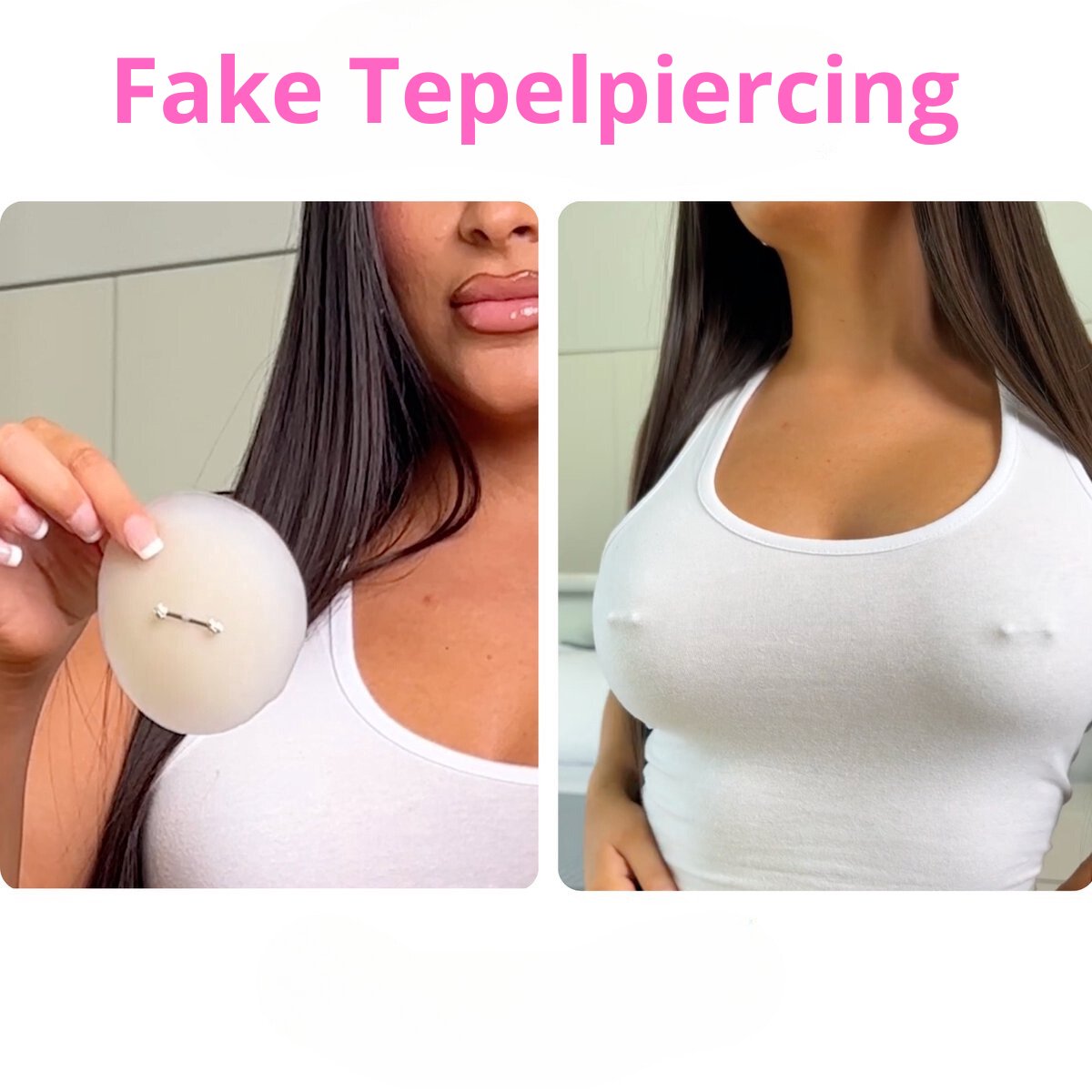 Goedkoopste Fake Tepelpiercing - tepelpiercing - nep piercing - festival gadget - Nipple Covers - 8 cm - Zilver - 2 stuks