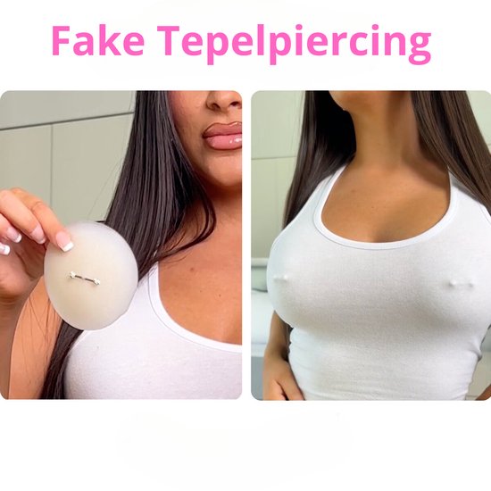 Foto: Fake tepelpiercing tepelpiercing nep piercing festival gadget nipple covers 8 cm zilver 2 stuks