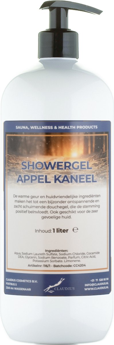 Goedkoopste Douchegel Appel-Kaneel 1 Liter - met gratis pomp - Showergel