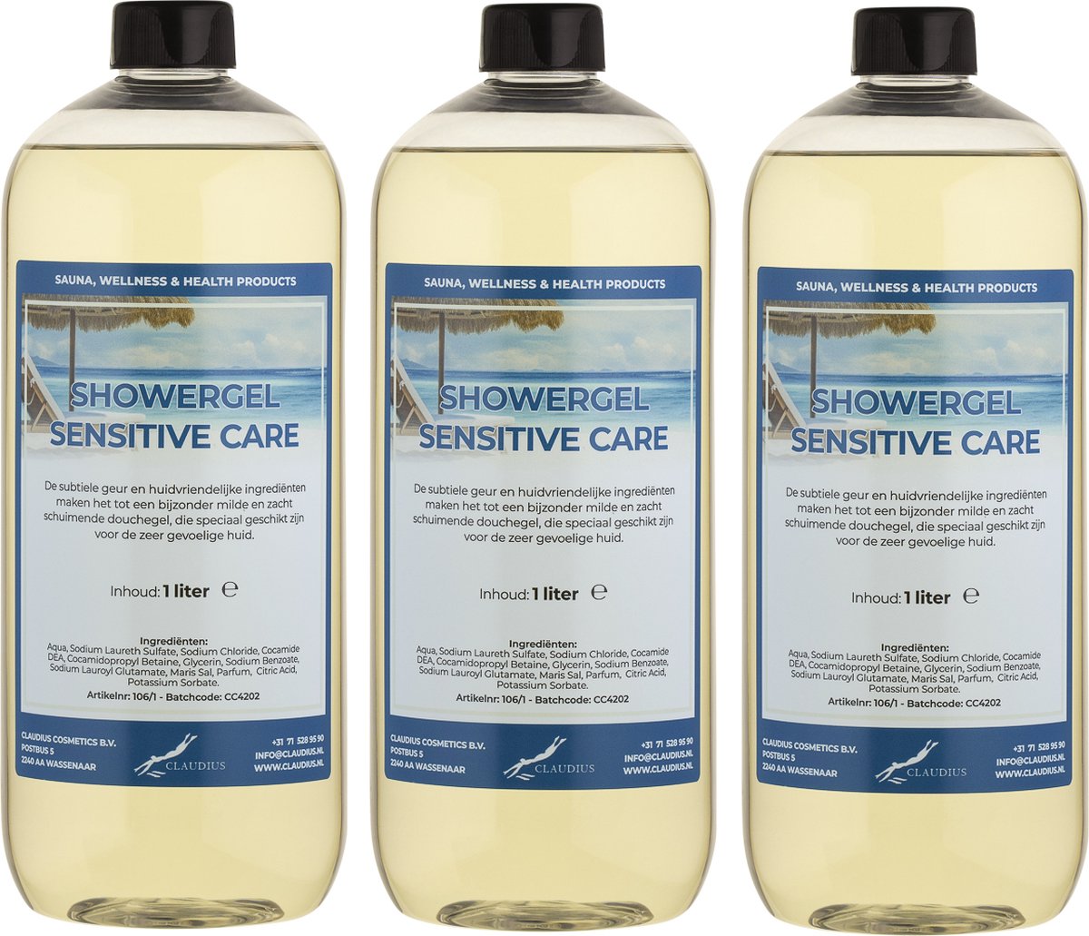 Goedkoopste Douchegel Sensitive Care 1 Liter - set van 3 stuks - Showergel