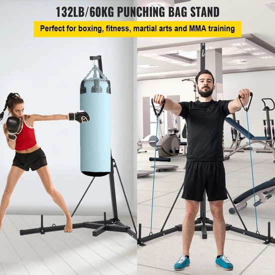 BeneLabel Bokszakhouder, wandhouder, zware zandzak, bevestiging aan de muur, verstelbaar, ophanging, standaard, stille rotatie, met 44-64 cm instelbare lengte en 33-45 cm hoogte, 250-500 lbs