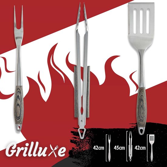 Relaxdays bbq borstel, set van 2, rvs, met schraper, 45 cm lang, barbecuerooster schoonmaken, grillborstel, zwart