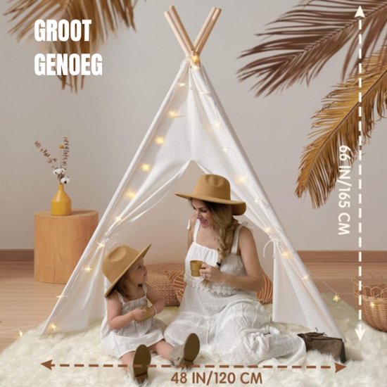 TADES® Tipi Tent - Tipi Tent Kinderen - Tipi Speeltent - Kindertent - Tipi Speeltent - Wigwam Speeltent - Tipi Tent Speeltent Wigwam — afbeelding 4