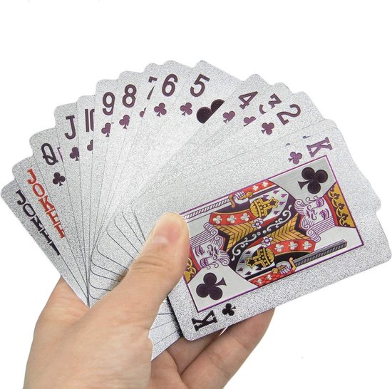 Boncy® Cartes à jouer de Luxe - Jeu de cartes Argent - Cartes 100 % plastique et étanches - Cartes de jeu Cartes de poker - Cartes à jouer pour Poker ou jeu à boire Adultes
