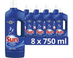 Sun Spoelglans - Vaatwas - Glansspoelmiddel dat witte strepen en kalkaanslag verwijdert en voorkomt en zorgt voor een perfecte glans - 8 x 750 ml