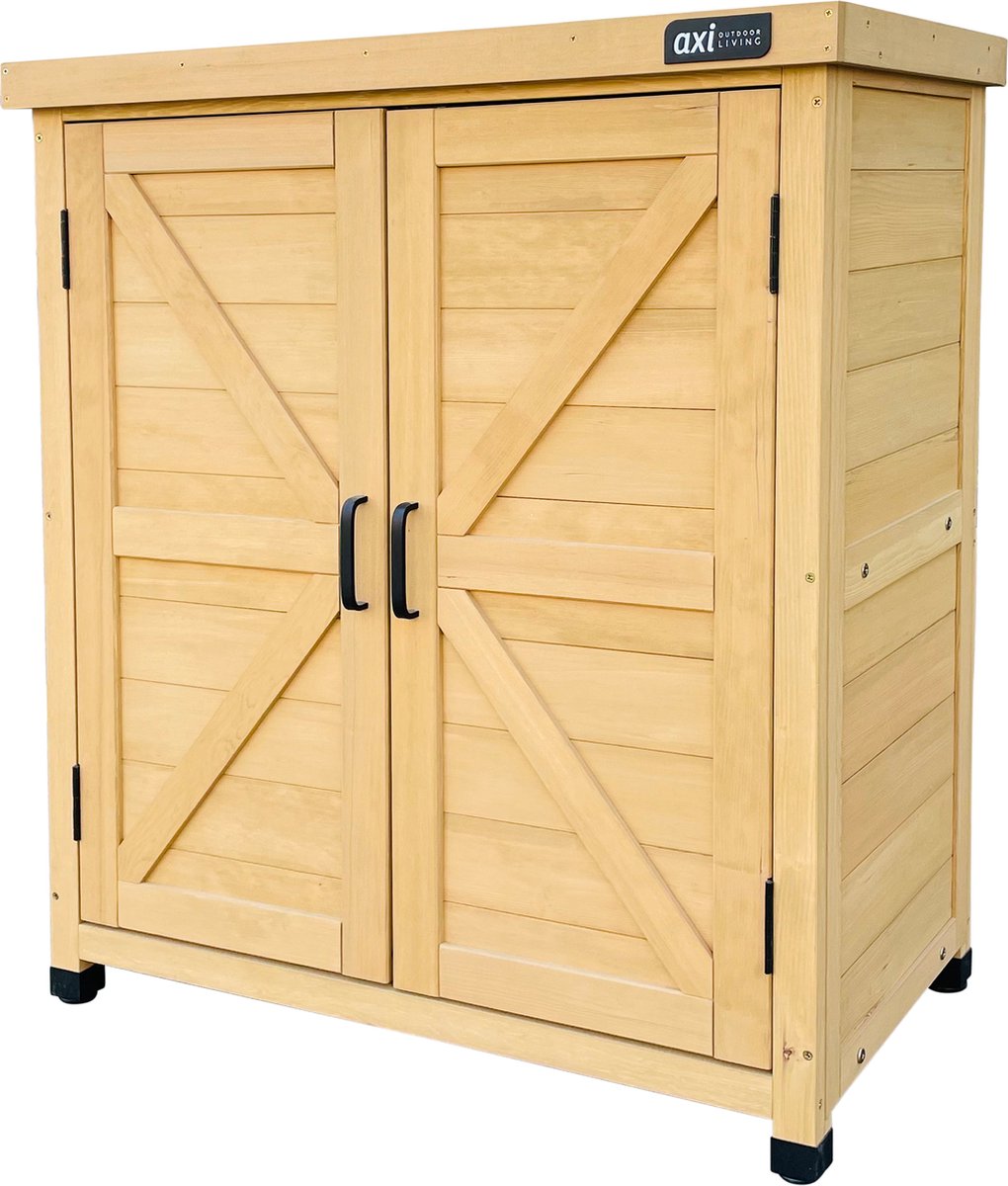 Bol.com AXI Felix houten opbergkast – Tuinkast van FSC Hout - Magnetisch sluitsysteem - Verstelbare poten - 80x45x93cm - Bruin aanbieding