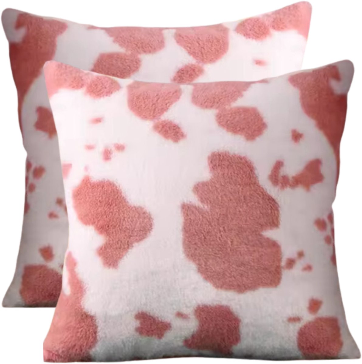 Sierkussenhoes Roze Wit 45x45 cm Set van 2 - Koe Print Landelijke uitstraling voor jouw interieur Dit zijn Woonkamer Kussenshoezen van LiveOnce