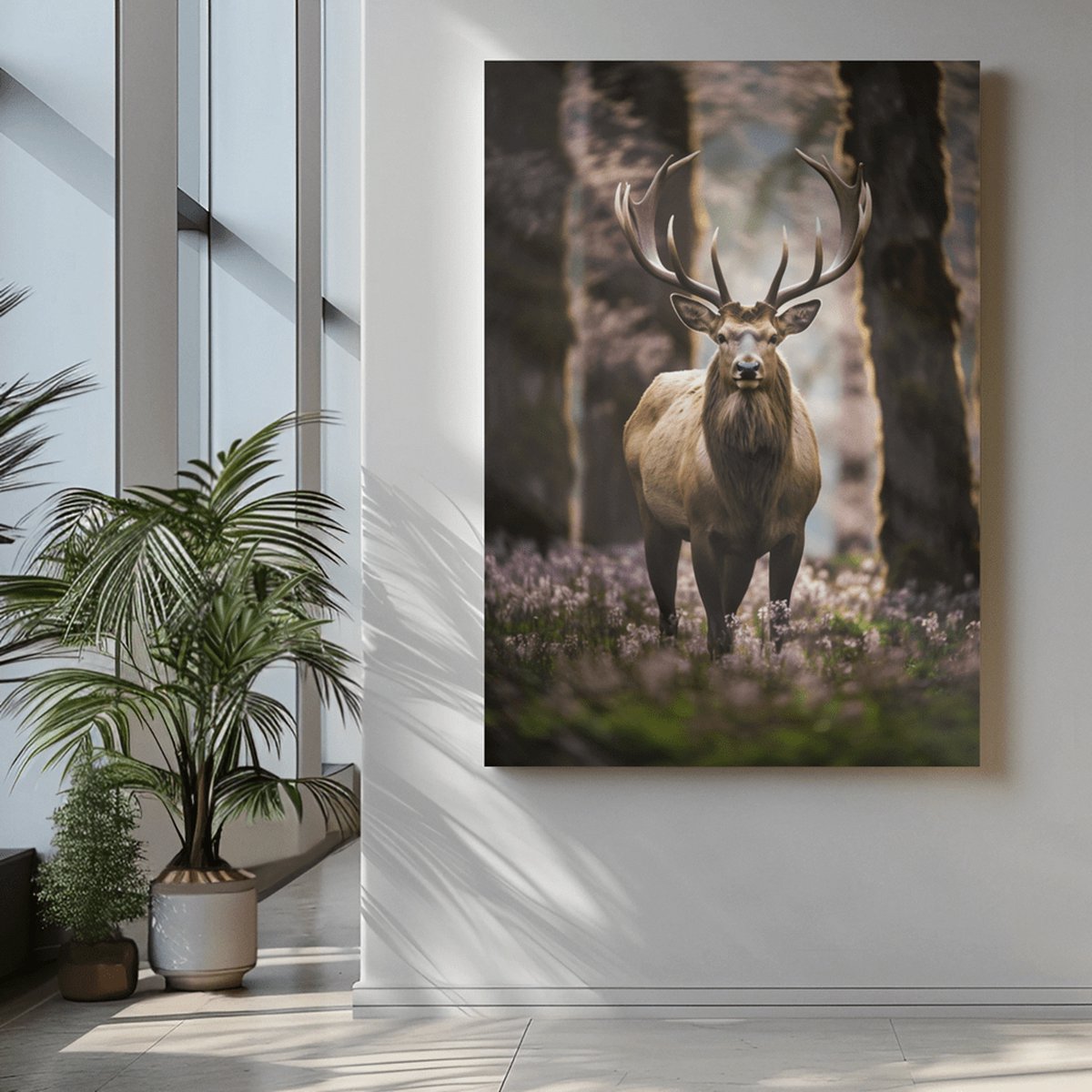 Trendex Global Canvas Schilderij - Dieren - Hert - Wanddecoratie - 120x80x2 cm Bruin