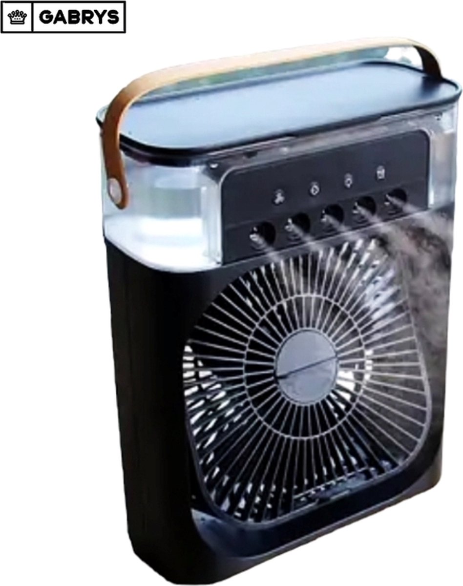 Gabrys® mini Airconditioners Draagbare Koelventilator Led Nachtlampje Water Mistpret 3 In 1 Lucht Voor Thuis - ventilator - zwart - thuis - kantoor - school - zomer - koeling - airconditioning - Kamperen - Luchtkoeler - Aircooler - Tafel Ventilator thumbnail 2