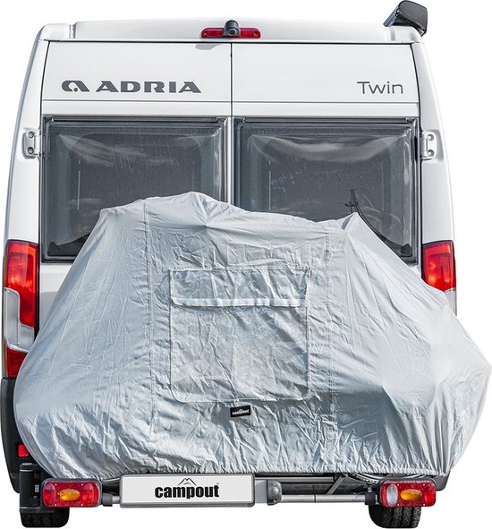 Housse Vélo Campout – 2 Vélos – Imperméable Ripstop 200D – Porte-Vélo Arrière – Sac Rangement – Compartiment Signalisation