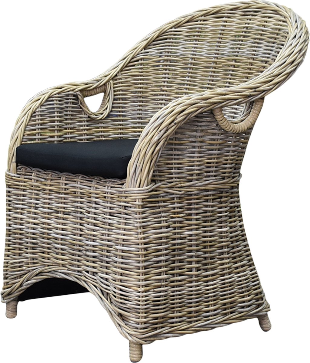 Macau dining tuinstoel met handgat naturel rotan - olefin black