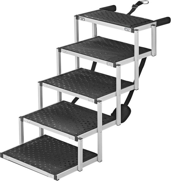 ProPlus Hondentrap - 116 x 33 x 63 cm - Loopplank voor Honden - Vouwtrap - Dierentrap - Aluminium - Vouwbaar - Antislip Coating - Maximale Draagkracht 68 kg - Zwart