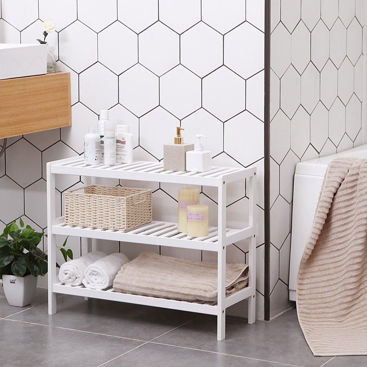 Bamboe Schoenenrek 3-Laags - Opbergschap voor 12 Schoenen - Hal Badkamer Wit LBS13W