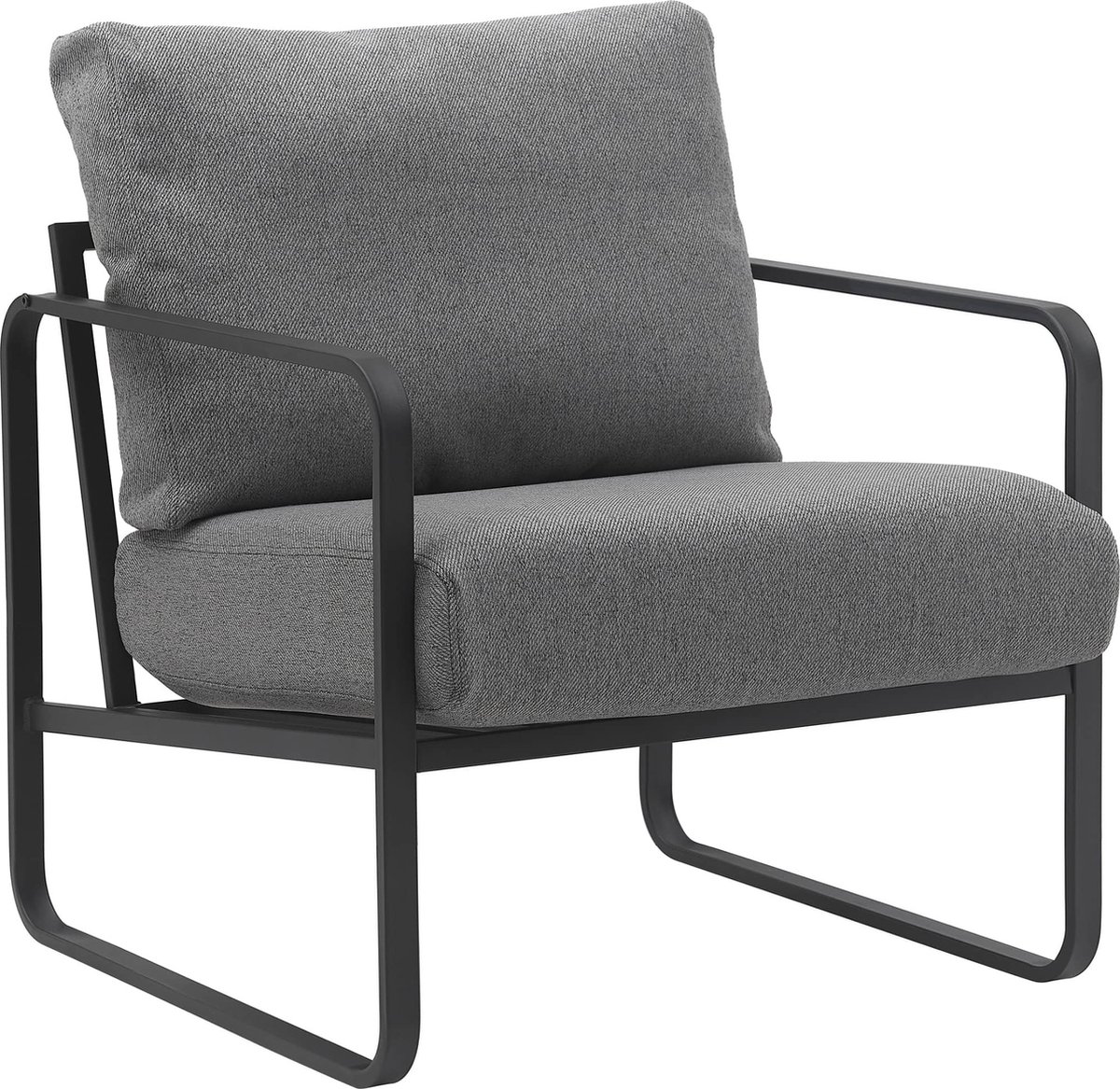 CLP Manea Fauteuil - Lounger - Met armleuning - Design - Met stevig metalen frame - Gestoffeerde club fauteuil donkergrijs Stof