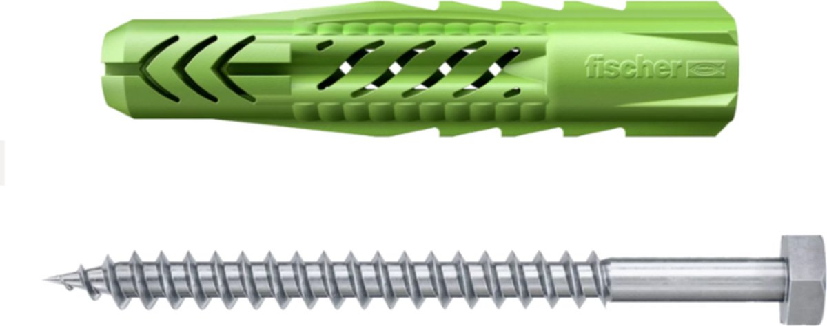 Fischer plug UX Green met houtdraadbout Ø 10x100 - Max 150 kg - 2 stuks