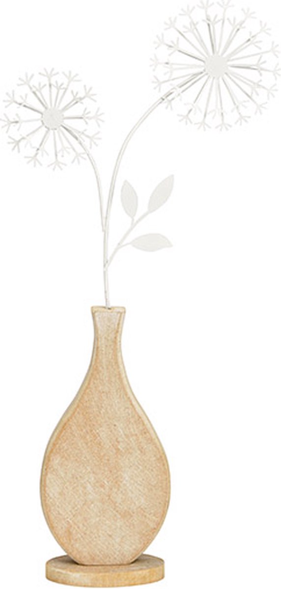Paardenbloem in een vaas van natuurlijk hout (B/H/D) 14x36x4cm
