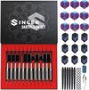 Sincer Dartpijlen Set - 23 Gram en 24 Gram Steeltip Darts - Set van 12 Pijlen – 70 Delige Darts Case – Giftbox met Dartspijlen, Shafts, Flights, Accessories en Extra Onderdelen