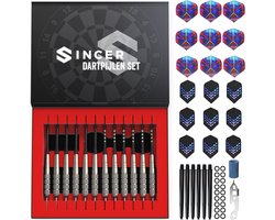 Sincer Dartpijlen Set - 23 Gram en 24 Gram Steeltip Darts - Set van 12 Pijlen – 70 Delige Darts Case – Giftbox met Dartspijlen, Shafts, Flights, Accessories en Extra Onderdelen