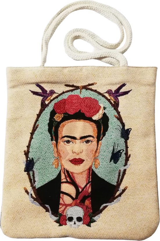 Sac bandoulière Frida Kahlo - Tissu Gobelin - 37 cm x 40,5 cm