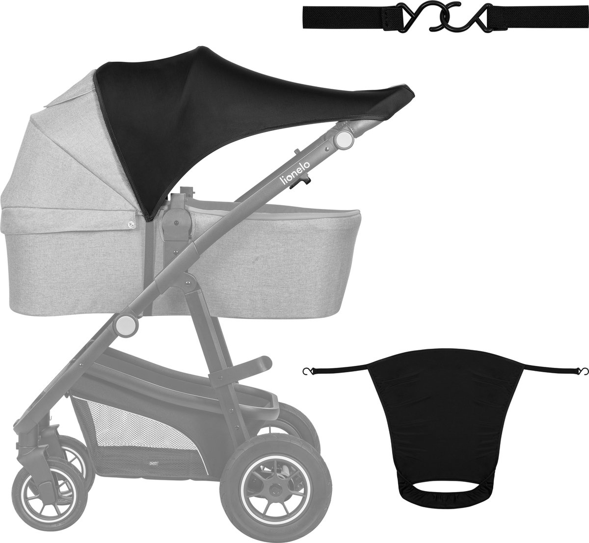 Lionelo Stroller Sun Cover - zonneklep voor kinderwagen - UPF50+ Zonnescherm - voor kinderwagen, zonnescherm - universele maat - eenvoudige montage van Lionelo