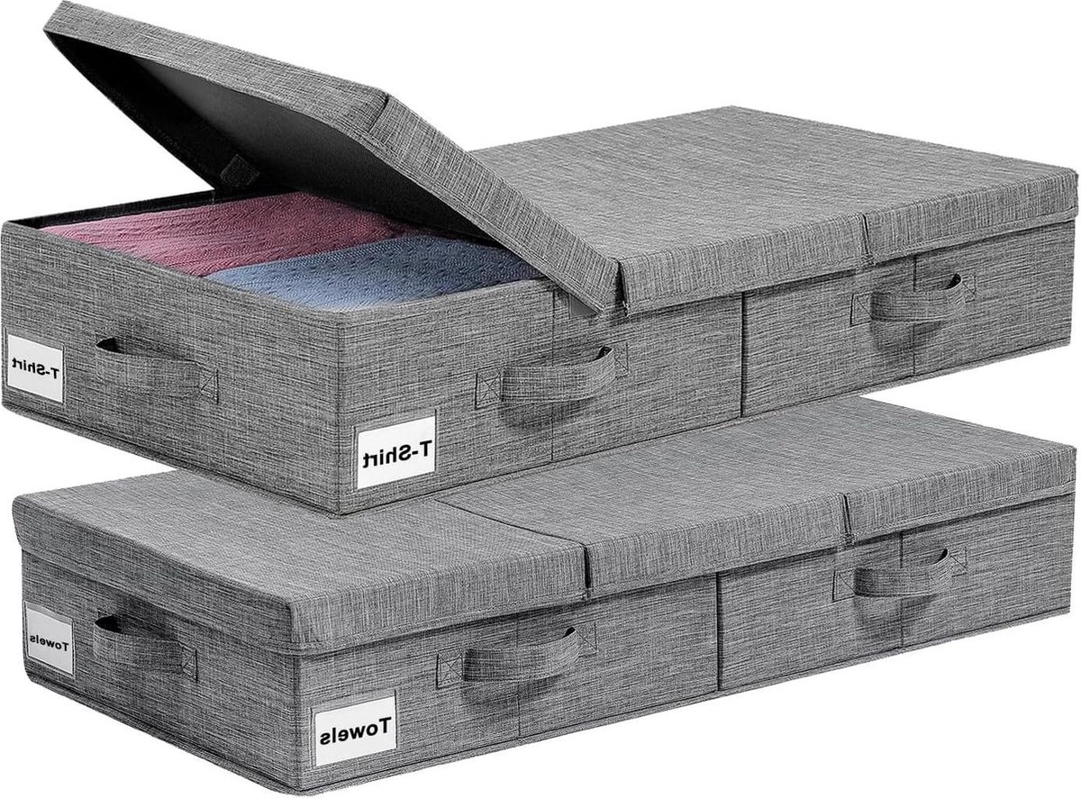 Opvouwbare Onderbed Opbergbox - Set van 2 - Opbergen Dekens en Kleren sheet organizer